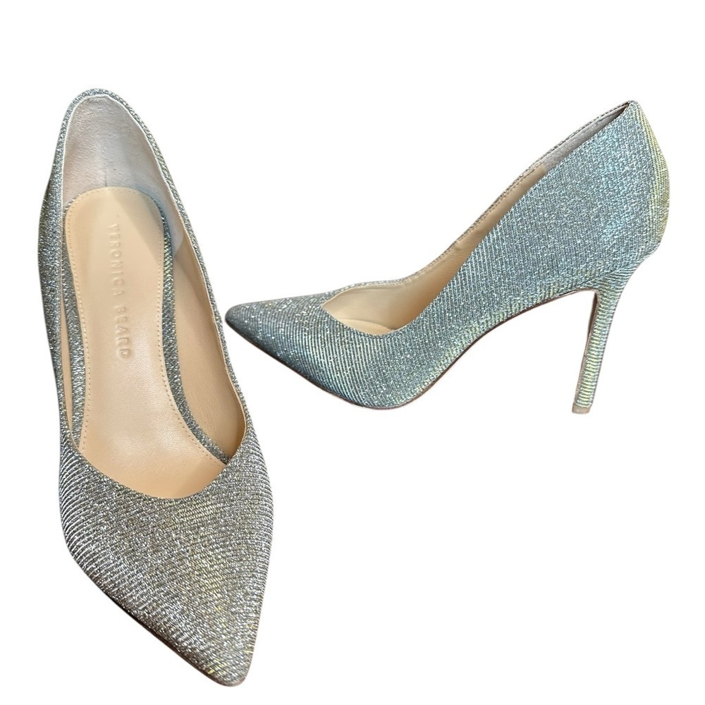 Veronica Beard Silver Glitter Heels - Picture 5 of 9